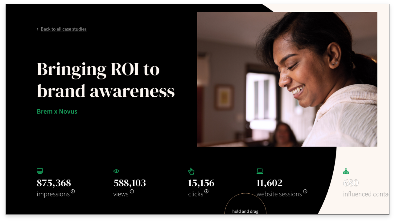 novus recent work - novus homepage bringing roi to brand awareness